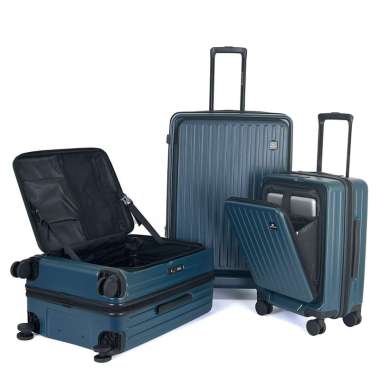 Navy Club Emerald Koper Hardcase PC - 4 Roda Putar TSA Lock - Koper Set Size 20+25+29 Inch Dark Gree