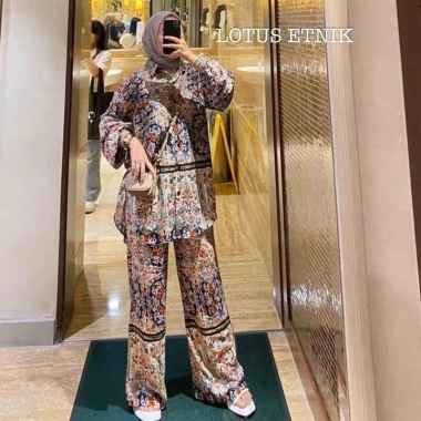 ZIE BATIK ONE Set Kulot Setelan Wanita Atasan Bawahan Setelan Wanita Kekinian Setelan Wanita Kemeja 