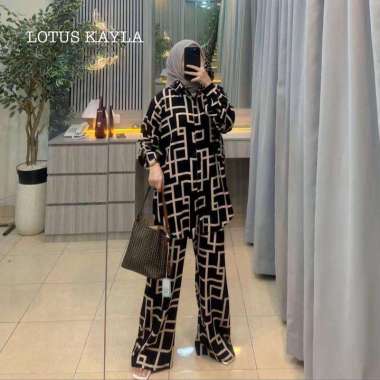 ZIE BATIK ONE Set Kulot Setelan Wanita Atasan Bawahan Setelan Wanita Kekinian Setelan Wanita Kemeja 