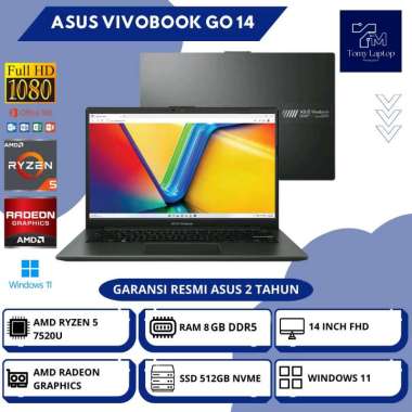 LAPTOP BARU ASUS VIVOBOOK GO 14 EF1404FA RAM 8GB DDR5 SSD 512GB NVME 14INCH FHD BLK - FHD554