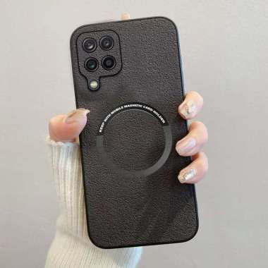 Softcase Samsung A12 / M12 Luxury Magsafe Leather Magnetic Samsung M12 Biru