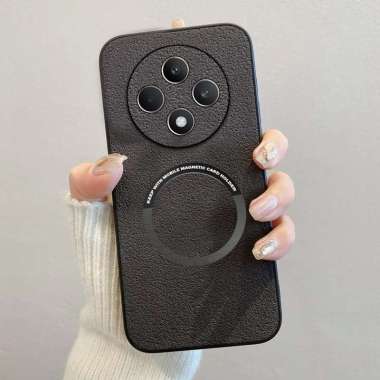 Softcase Reno 12F 4G / Reno 12F 5G Luxury Magsafe Leather Magnetic Reno 12F 4G Coklat