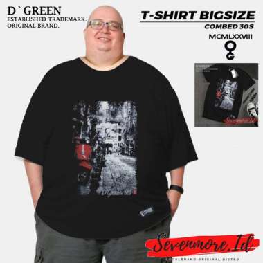 D`GREEN Kaos Jumbo Original Pria Wanita Motif RED VESPA Size XXL 3XL bahan Cotton combed 30s Hitam X