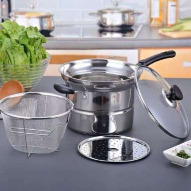 PANCI 3 IN 1 KUKUS GORENG REBUS - DEEP FRYER 3IN1 MULTIFUNGSI Panci Set 3in1