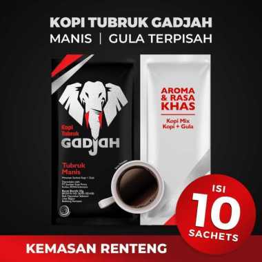 Kopi Tubruk Gadjah Asli Manis Kopi + Gula [24g/ 10 Sachet]