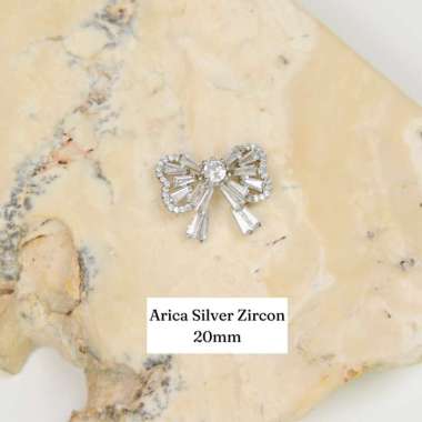 Kancing Jamur Arica Rhinestone Silver