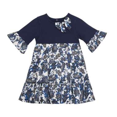 TORIO Navy Girls Batik Dress - Dress Batik Anak Perempuan 8-9 tahun