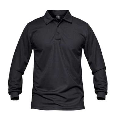 Jemssky - Kaos Polo Shirt Polo Kerah Polos Lengan Panjang Polo Pria Wanita Dewasa Hitam M