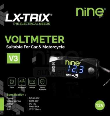 AMPER ACCU VOLTMETER V3 MINI 3 DIGITAL NINE LUMINOS MERAH