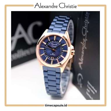 Jam Tangan Wanita ALEXANDRE CHRISTIE Original AC 8688 LD BLUE ROSEGOLD