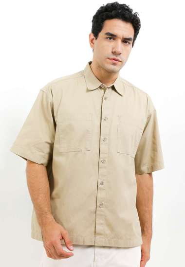 X EIGHT Jeff Shirts - kemeja pria lengan pendek oversize S