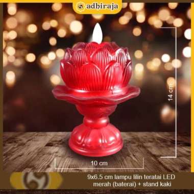 Lampu lilin teratai/lilin electrik/lilin electric baterai LED merah+stand kaki (14x10cm)