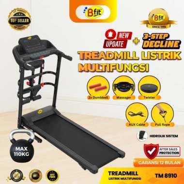 Treadmill Elektrik BFIT 8910 Multifungsi Murah Listrik Lipat Portable Low Watt Fitness Gym