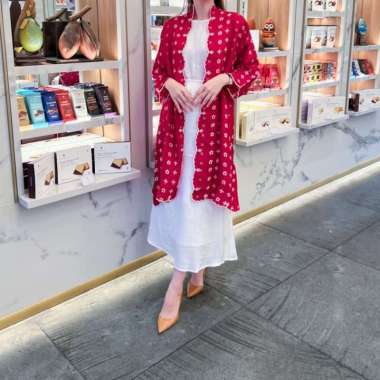 Lausboutique Outer Lore-Seri Bunga Pencar-Outer Batik Wanita BP cherry