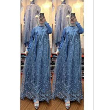 GAMIS GLAMOUR PESTA GAMIS SHIMMER MIX BROKAT FULL PREMIUM GAMIS MEWAH CANTIK MURAH PUTIH HITAM DENIM
