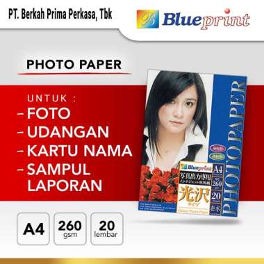 Kertas Foto Glossy , Glossy Photo Paper BLUEPRINT A4 260 gsm
