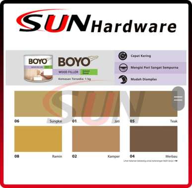 Dempul Kayu 1 Kg Boyo Solvent Based Jati Kamper Sungkai Teak Merbau Funiture Mebel Wood Filler 06 SU