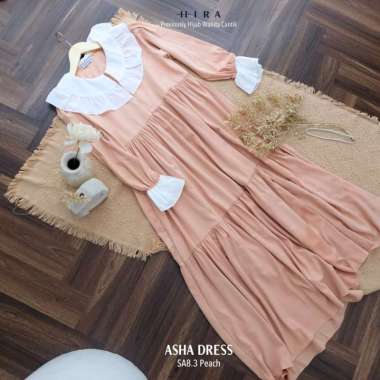 HIRA - Asha Dress | Hijabwanitacantik | Dress Polos | Gamis Pakaian Muslim Peach