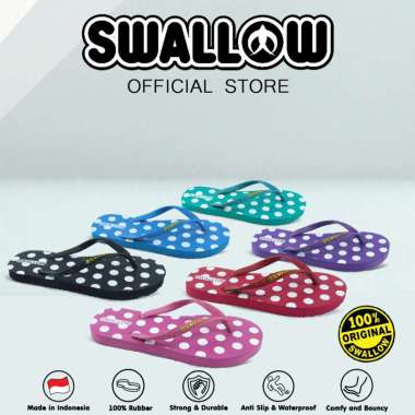 Swallow Sandal Jepit Nice Polkadot - Sandal Jepit Karet Wanita Dewasa Anti Slip Red 9,5