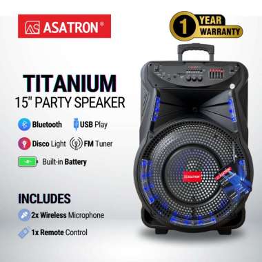 Asatron Titanium 15 Inch Bluetooth Party Speaker