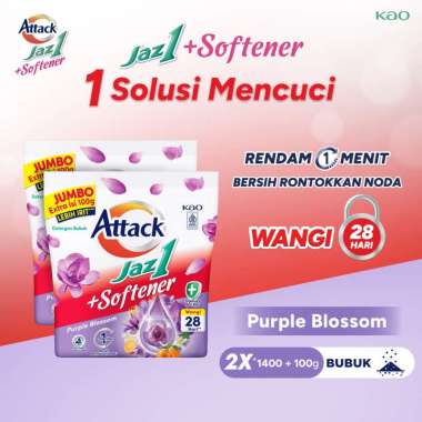 Attack Jaz1 + Softener Purple Blossom Deterjen Bubuk 1400 + 100 g [2 Pcs]