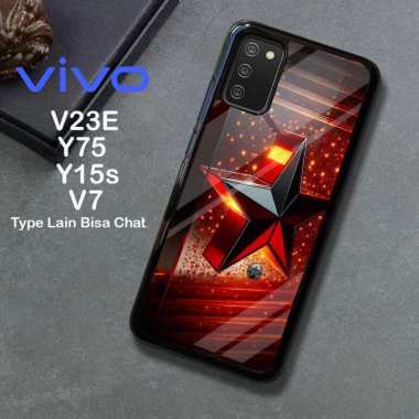 Custom Case TPU 3D Casing Softcase Tempered Glass Cover Belakang Hp Vivo V23E, Y75, Y15s, V7 Vivo Y7