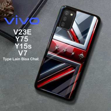 Custom Case TPU 3D Casing Softcase Tempered Glass Cover Belakang Hp Vivo V23E, Y75, Y15s, V7 Vivo Y7