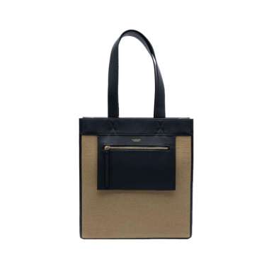 [12.12 Dealcember] Burberry Canvas Combination Tote Bag Black Beige Nude