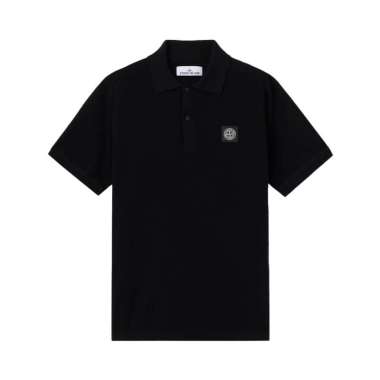 Stone Island 5100033 Compass Patch Knit Polo Shirt Black XL Black