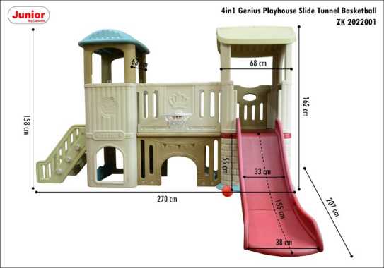 Junior ZK 2022001 4in1 Genius Playhouse Slide Tunnel Basketball Mainan Anak