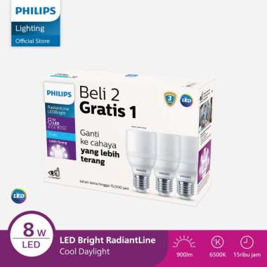 Philips Lampu Multipack Radiantline LED Bright 8W 6500K 230V Putih