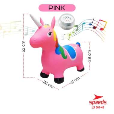 Mainan Kuda Kudaan Karet Jumping Animal - Jerapah Pink, Tanpa Pompa Kuda Pink