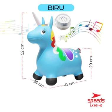 Mainan Kuda Kudaan Karet Jumping Animal - Jerapah Pink, Tanpa Pompa Kuda Biru