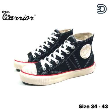 Sepatu Warrior Classic High Cut Sneakers Pria Hitam Putih Size 34 - 43 41 Hitam Putih