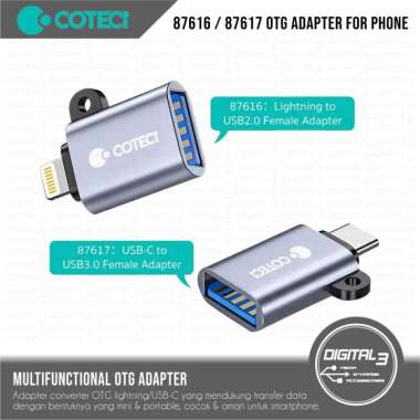Coteci Adapter Converter Coteetci 87616 / 87617 OTG Type-C Lightning to USB Multifungsi Transfer Dat
