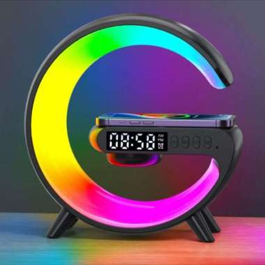 Speaker Bluetooth Wireless Charger LED Lampu Tidur Radio FM Bluetooth ORIGINAL BLACK
