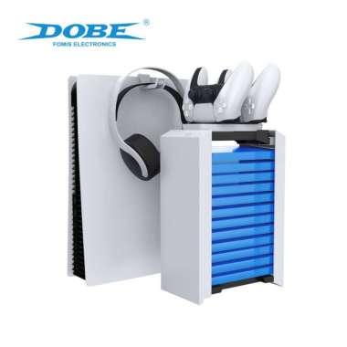 Dobe Charging Dock PS5 + Rak RackTempat Kaset PS 5 / PS4 / Xbox + Hook Pulse Headset Storage Stand T