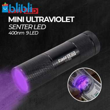 TaffLED Senter LED Mini Ultraviolet UV 400nm 9 LED - UV-395 Hitam