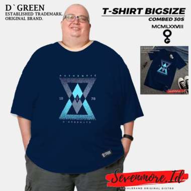 D`GREEN Kaos Jumbo Original Pria Wanita Motif SEGITIGA AUTHENTIC Size XXL 3XL Cotton combed 30s Navy