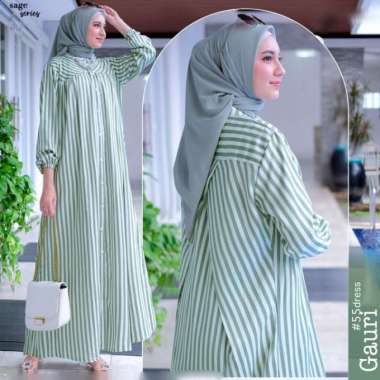 Kiukiu -Gauri Dress - Gamis Katun Stripe - Gamis Belang - Gamis Garis Hitam Putih - Dress Motif Blas