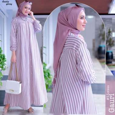 Kiukiu -Gauri Dress - Gamis Katun Stripe - Gamis Belang - Gamis Garis Hitam Putih - Dress Motif Blas