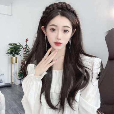 Aegyoshoppe - Wig Bando Korea Wig Dengan Bando 60 cm H022L Darkrbown