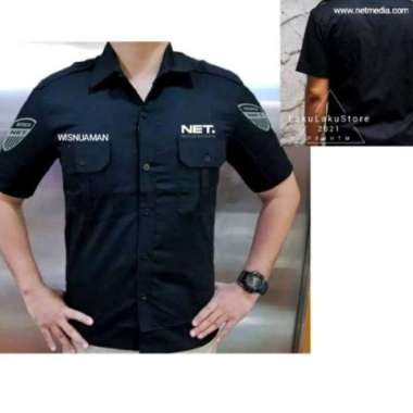 KEMEJA NET TV SERAGAM NET TV FULL BORDIR Biru M
