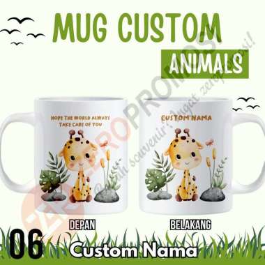 Mug Desain Hewan Lucu Custom Nama Animal 06 Packaging standar
