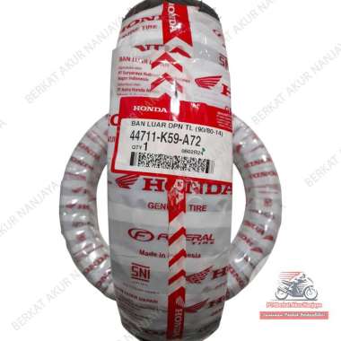 BAN k59 HONDA 90/80-14 TUBELESS FEDERAL FT293 AHM ORIGINAL DEPAN MOTOR VARIO Free Pentil