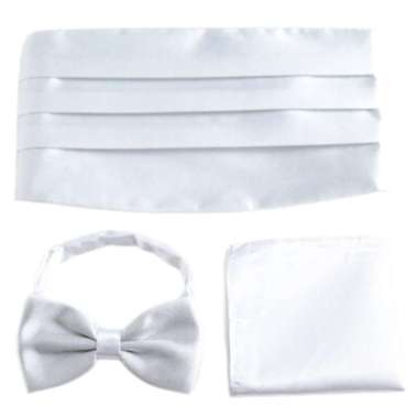 CUMMERBUND SET FOR TUXEDO kemben pria bengkung ikat pinggang tuksedo WHITE