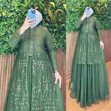 DRESS PESTA CHIMY BY OHC GAMIS MEWAH GAMIS CERUTY BURKAT CANTIK TERBARU 2023 Ld110cm (Standard) D