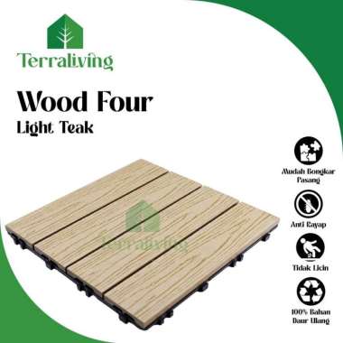 TerraLiving Wood Four Light Teak WPC Decking Tiles Lantai Rumah Dekorasi Rumah Estetik Outdoor Luar 