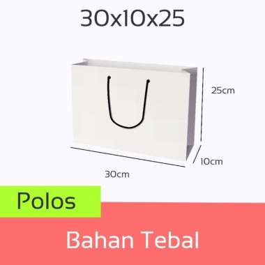 Paper Bag Tas Kertas Putih Polos Custom Kado Bahan Tebal Semua Ukuran 30x10x25 Tali Kur
