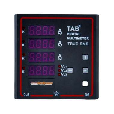 Multi Meter Digital 3 Phase 3 Ampere, 1 Volt 96x96mm TAB - Putih Hitam